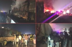 हरिपुर फ्लाईओवर पर कई वाहनों के बीच टक्कर, लगी भयंकर आग, मौके पर मची चीख पुकार